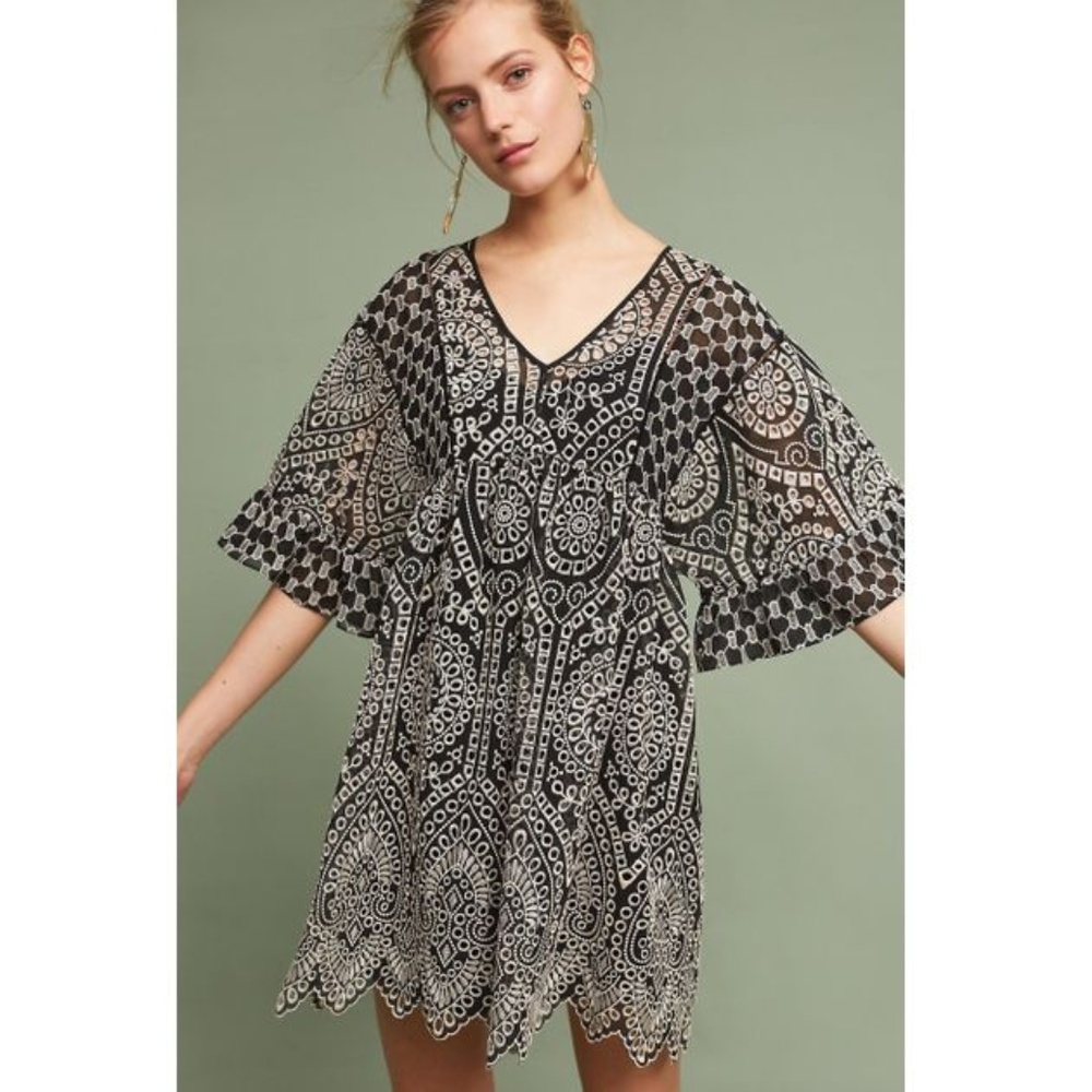 Anthropologie Black and White Patterned Dress
